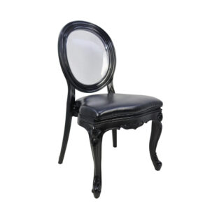 Black Louis Resin Chair with Clear Back