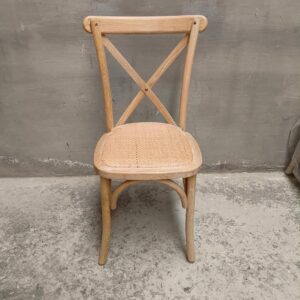 Wooden Cross-back Chair Rattan Seat